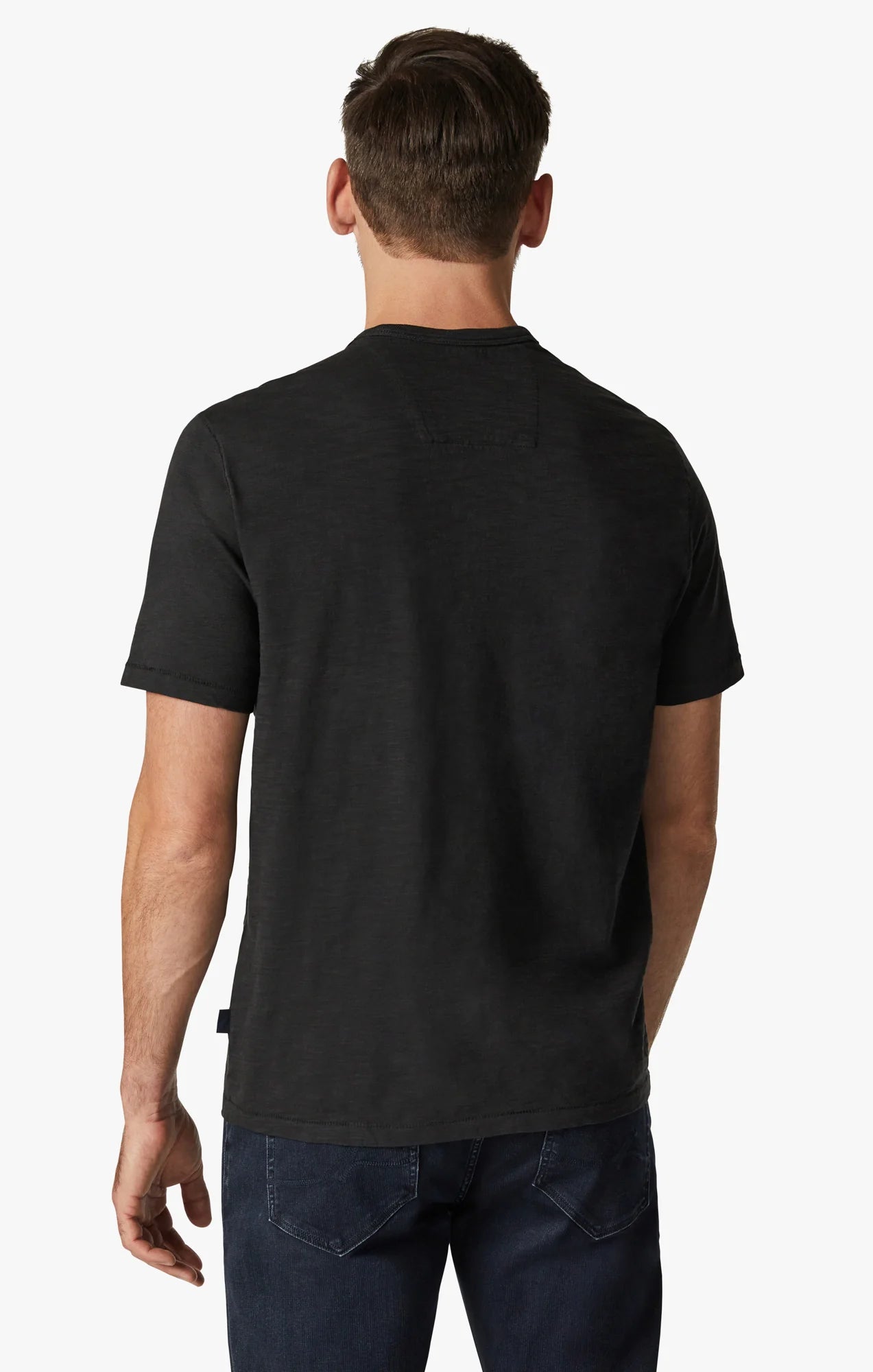 34 HERITAGE. T-Shirt Slub Crew Neck Black