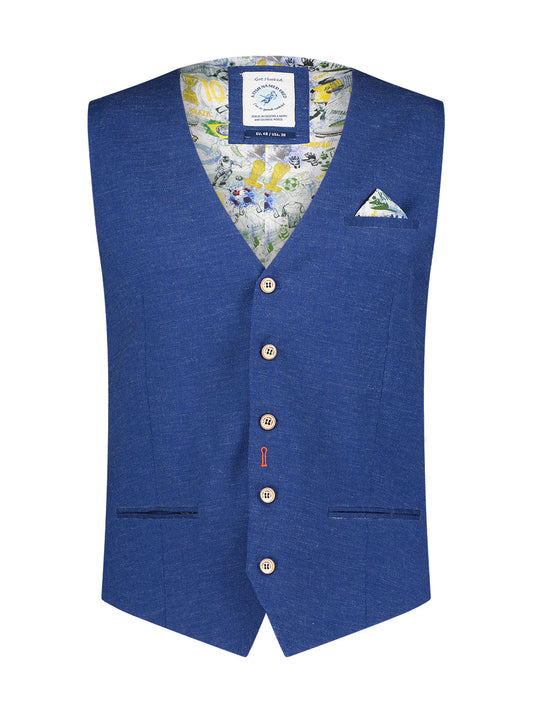 A Fish named Fred | Waistcoat blue linen look brasil