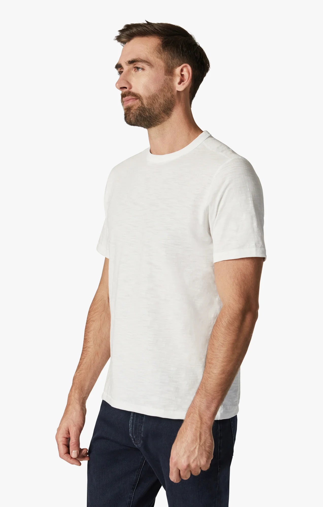 34 HERITAGE. T-Shirt Slub Crew Neck White