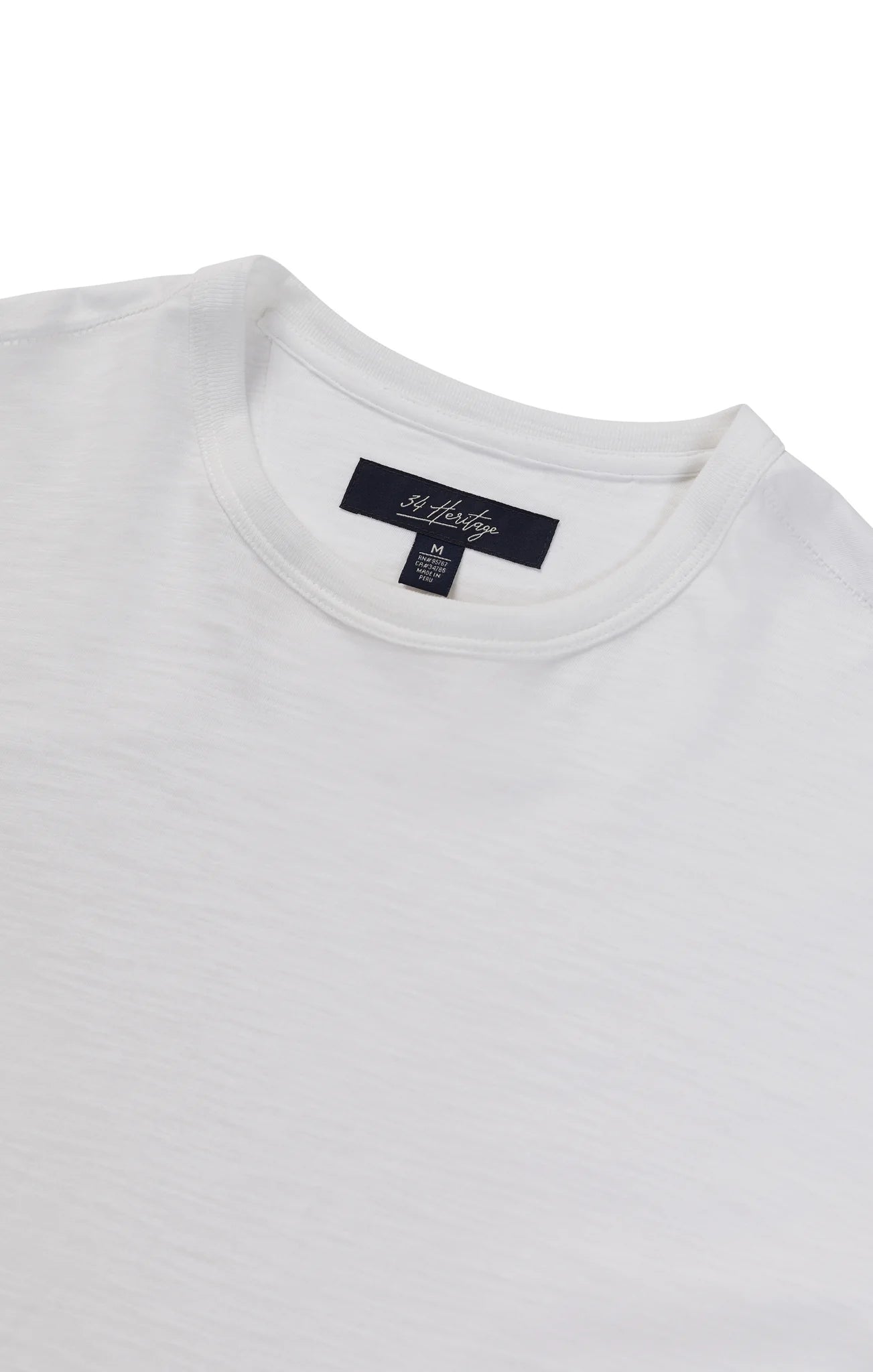 34 HERITAGE. T-Shirt Slub Crew Neck White