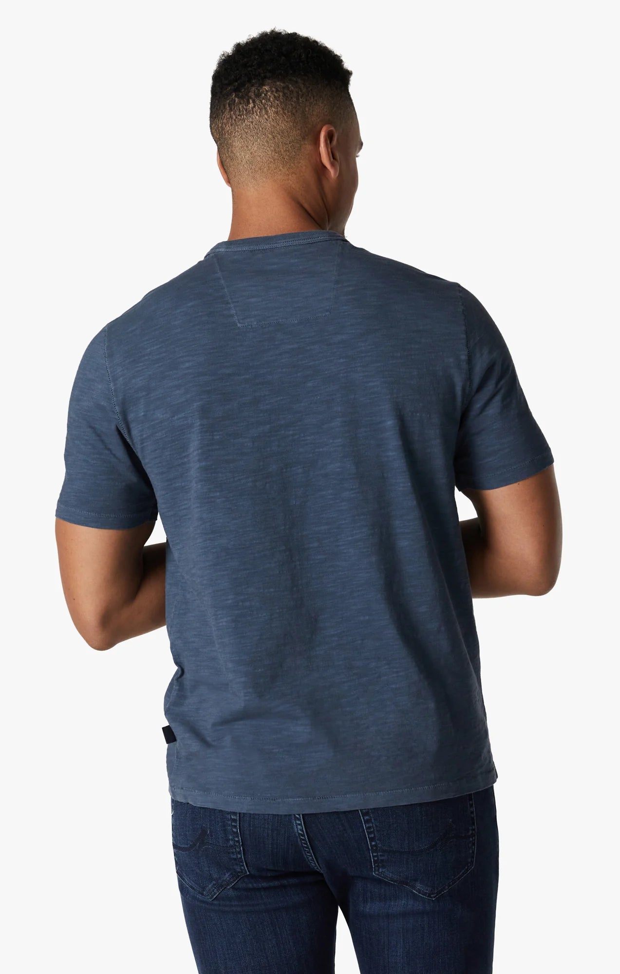 34 HERITAGE. T-Shirt Slub Crew Neck Dark Denim