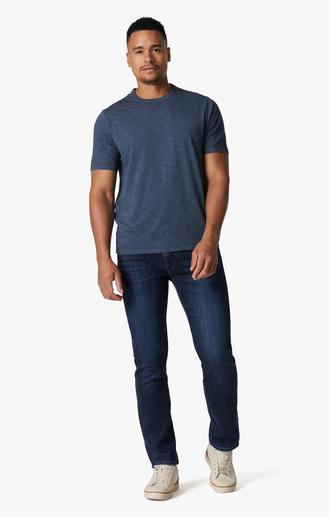 34 HERITAGE. T-Shirt Slub Crew Neck Dark Denim