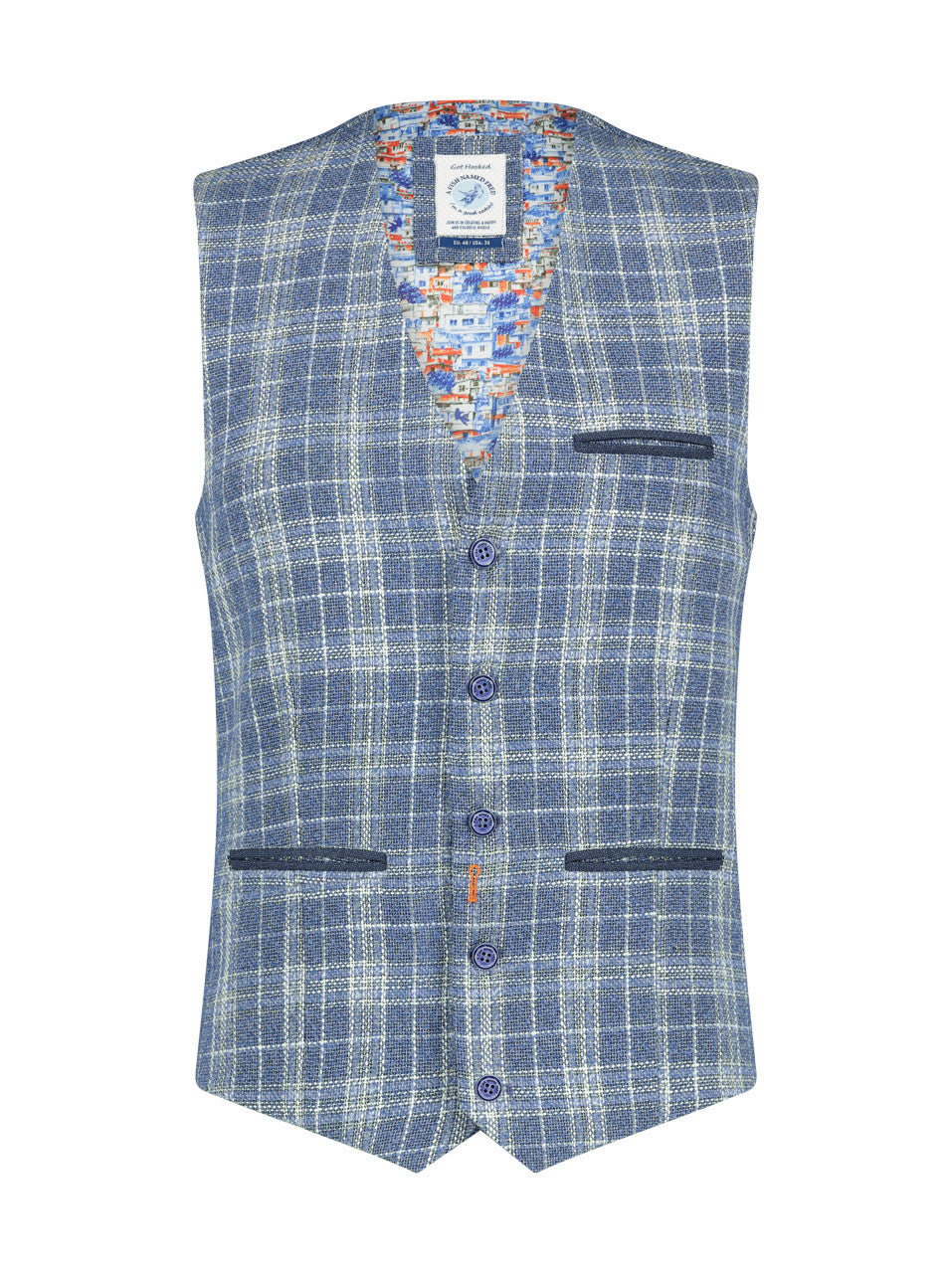 A Fish named Fred | Waistcoat light blue linen structure brasil