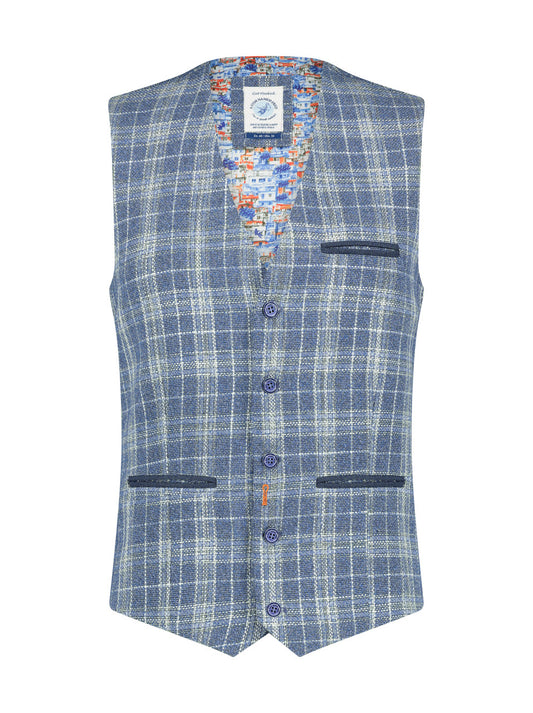 A Fish named Fred | Waistcoat light blue linen structure brasil