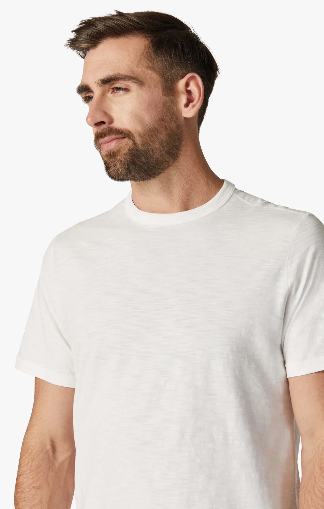 34 HERITAGE. T-Shirt Slub Crew Neck White