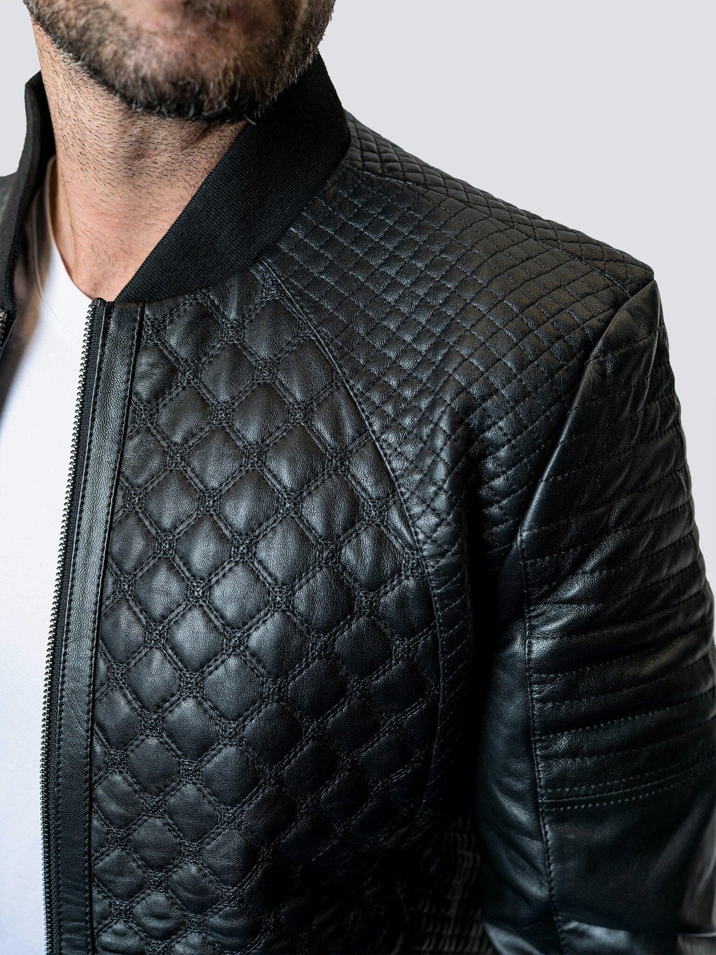 MACEOO | Black Padding Leather Jacket