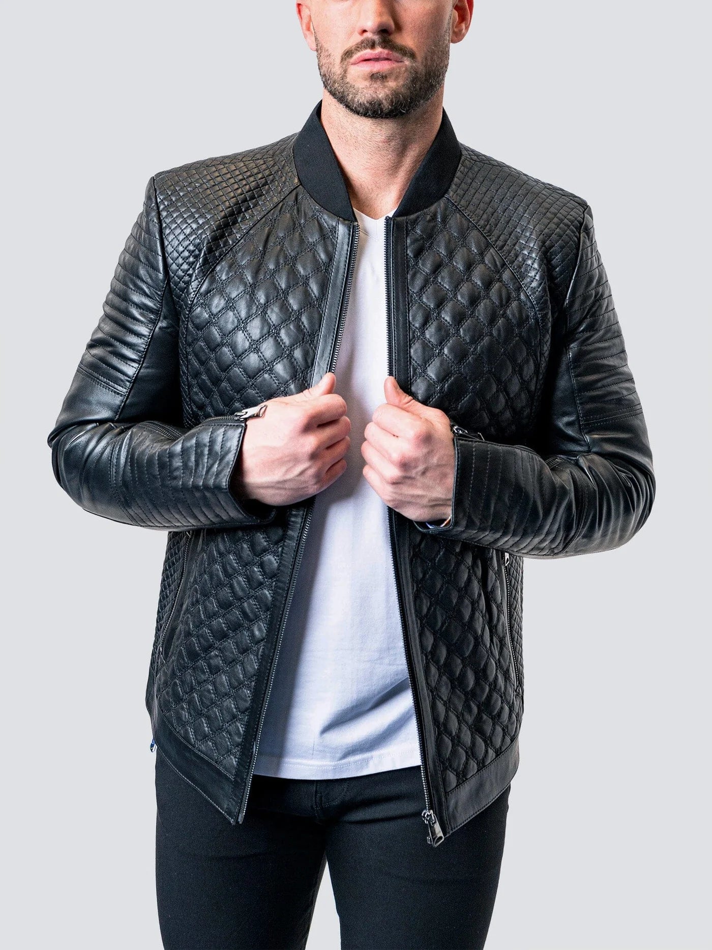 MACEOO | Black Padding Leather Jacket