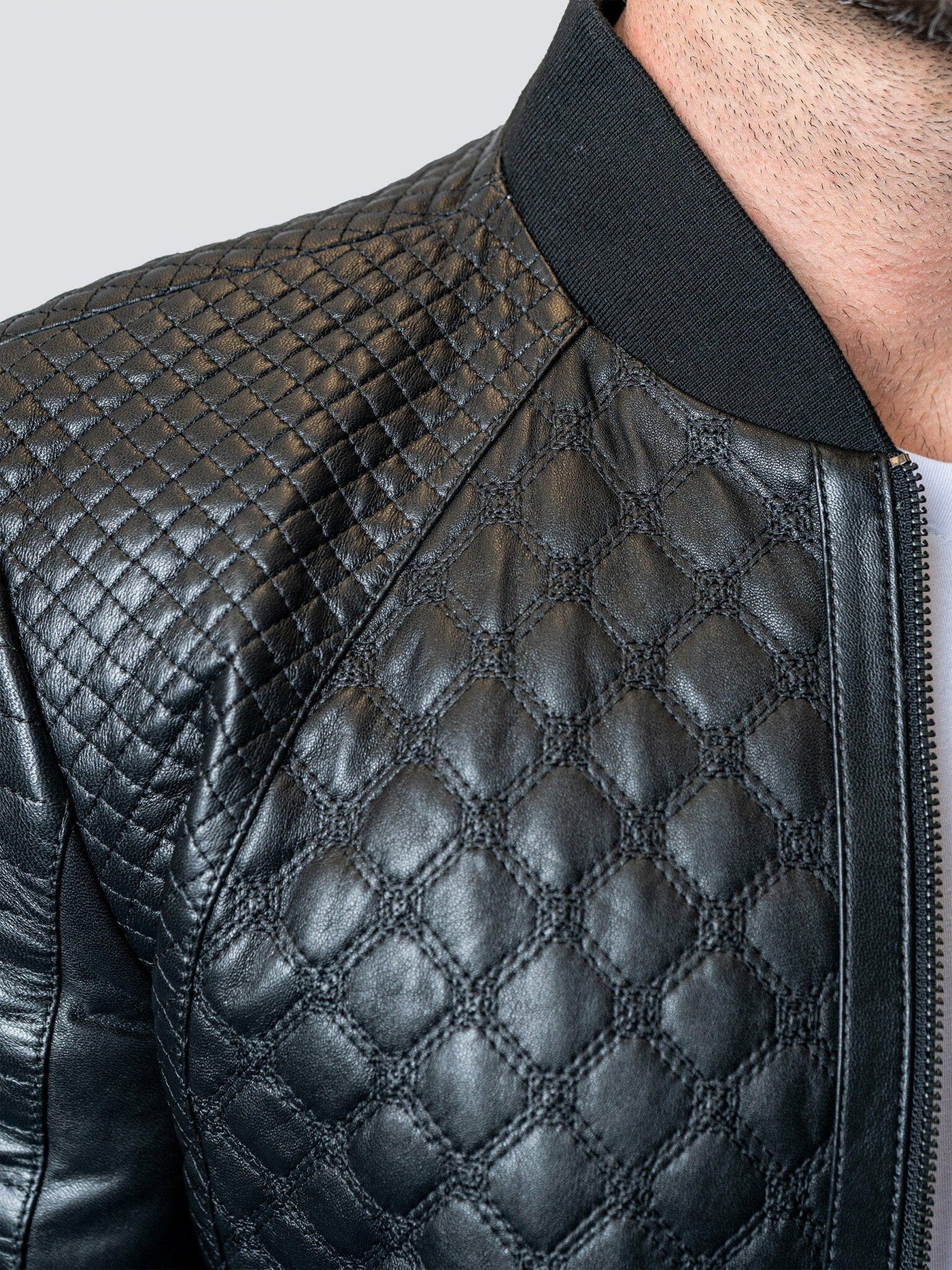 MACEOO | Black Padding Leather Jacket