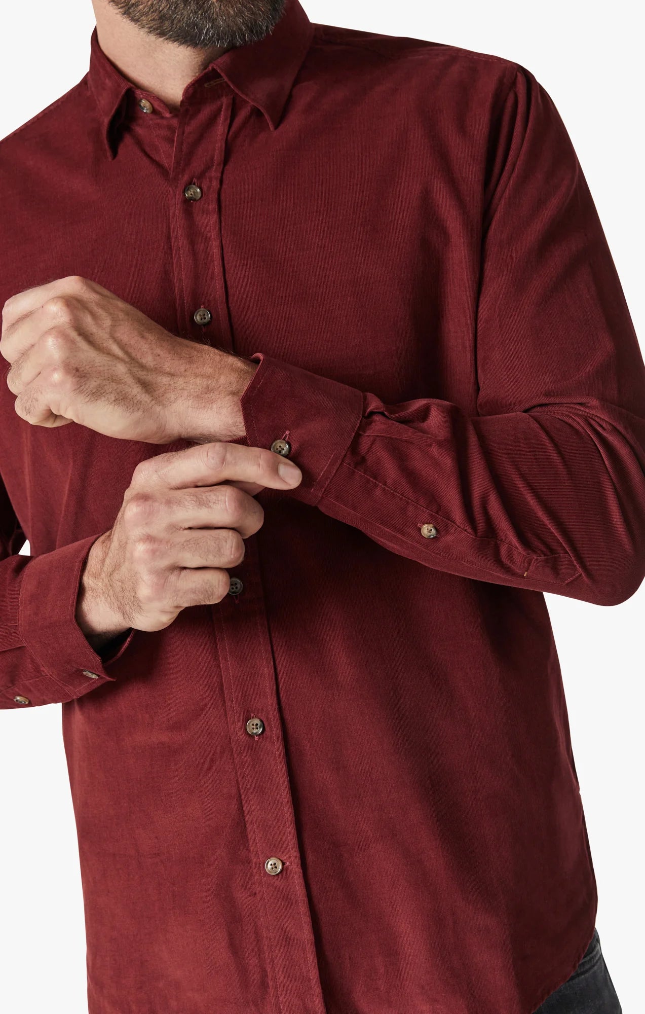 34 HERITAGE.Shirt | Corduroy Shirt In Bordeaux