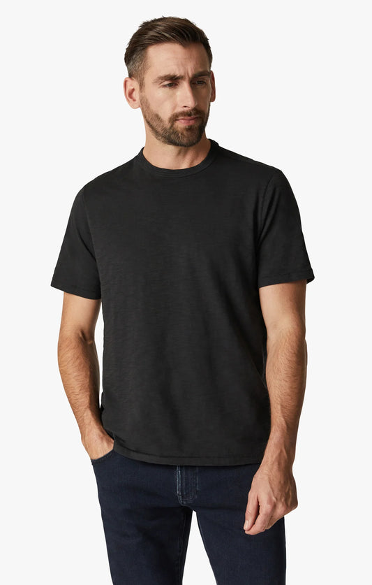 34 HERITAGE. T-Shirt Slub Crew Neck Black