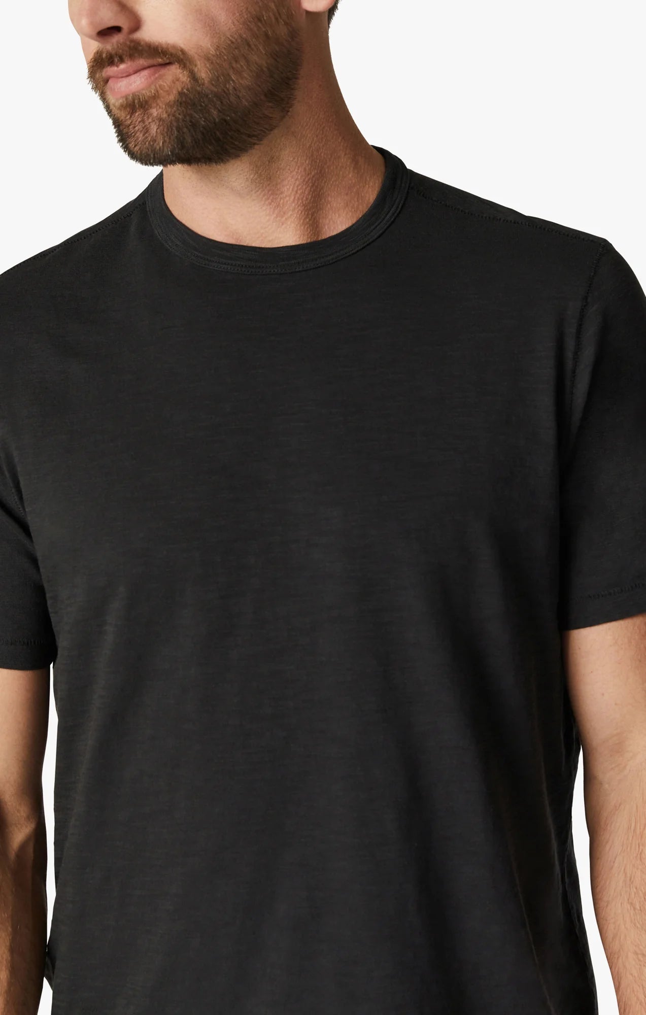 34 HERITAGE. T-Shirt Slub Crew Neck Black