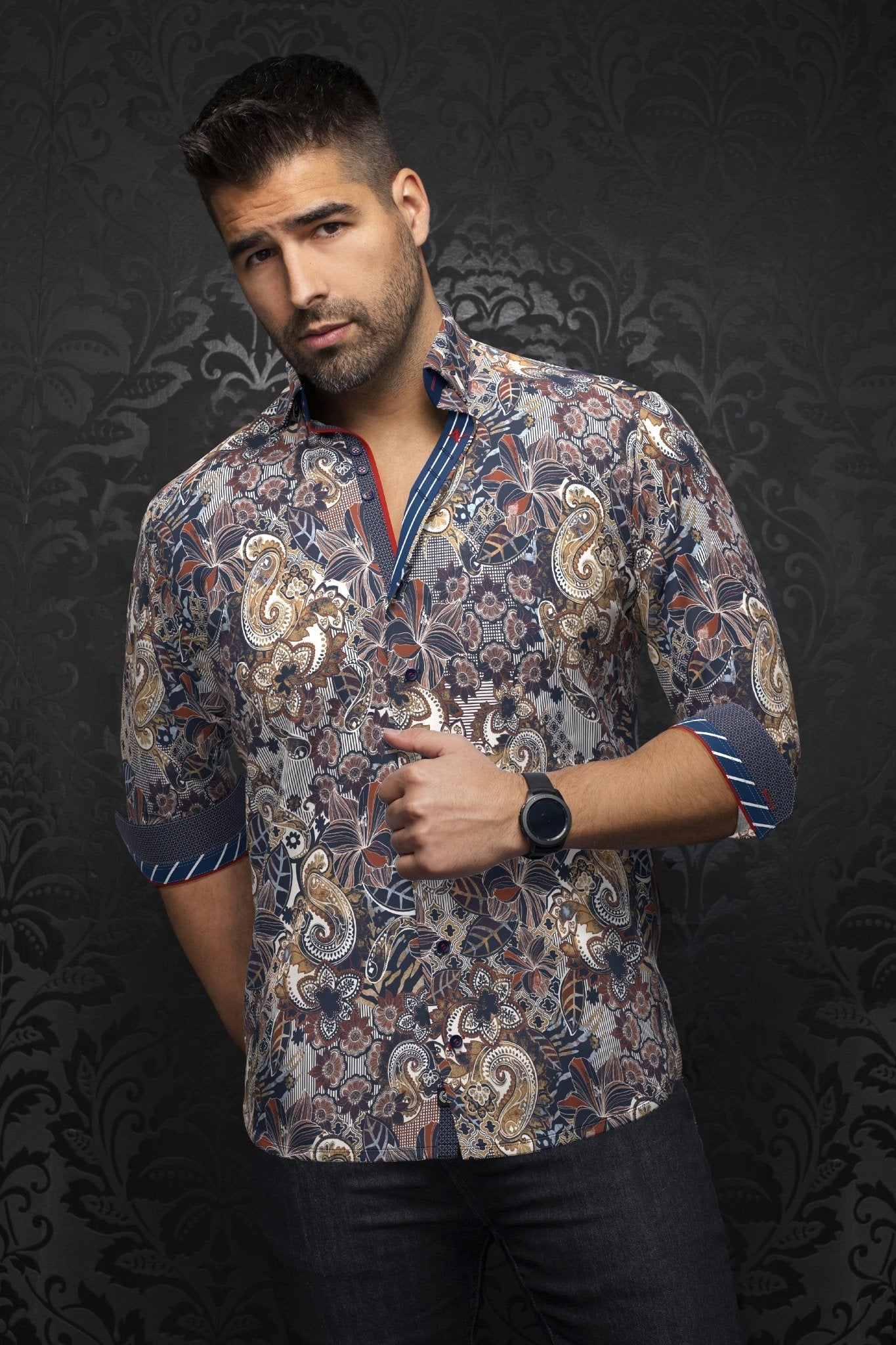 CHEMISE | MACHADO, Navy Beige - AU NOIR