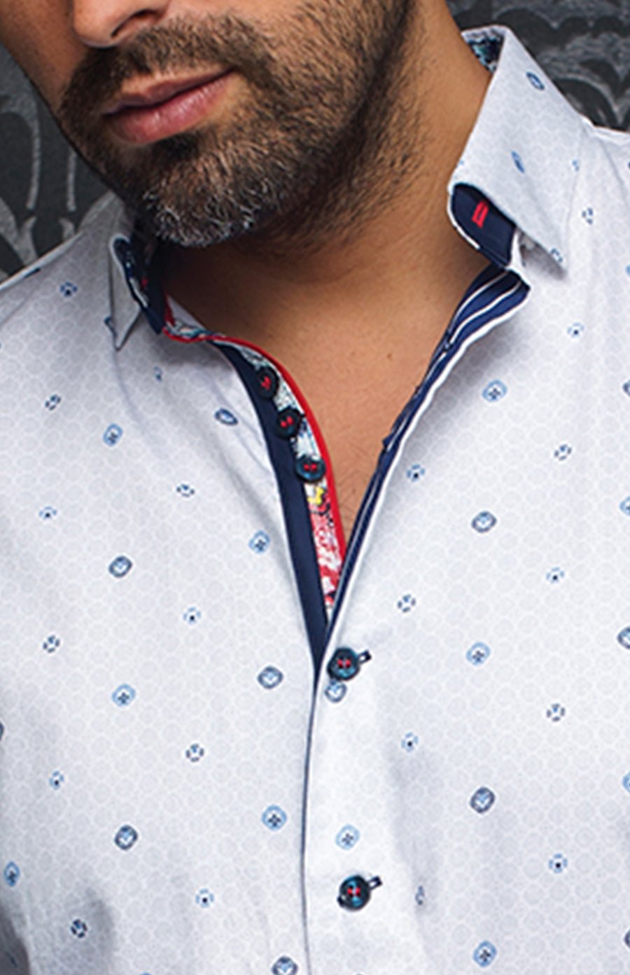 Chemise | ODESSA, white / blue - AU NOIR